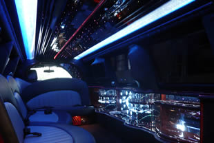Interior view of cars - seats and Champagne bar