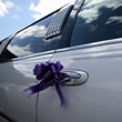 Bow attached to wedding car