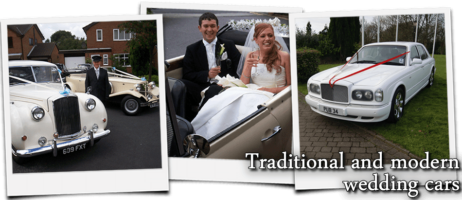 Classic and modern wedding car graphic