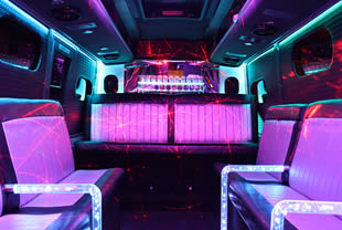 Disco lights inside party bus
