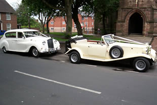 Chauffeur driven vehicles arrive at a Church